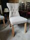 Set Of Four Upholstered Kensington Dining Chairs Wood Legs Button Backed Wr12