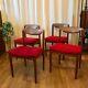 Set Of Four Vintage Mid-century Teak Dining Chairs Upholstered Velvet Seats