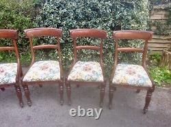 Set of Six Antique William IV Style Mahogany Upholstered Bar Back Dining Chairs