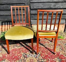 Set of four antique framed, upholstered dining chairs in mahogany