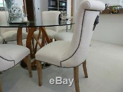 Set of six upholstered dining chairs