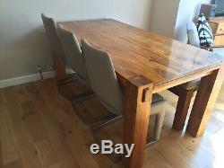 Sheesham Dining Table With 3 Chairs And Upholstered Bench
