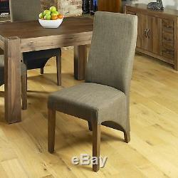 Shiro solid dark wood furniture set of eight upholstered dining chairs