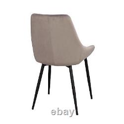 Sierra Kitchen Dining Chairs Pair Grey Velvet Upholstered Metal Legs