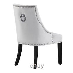 Single Velvet Dining Chair Upholstered Seat & back Wooden Legs Dining Room