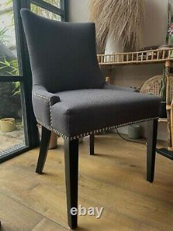 Six Andrew Martin Theodore upholstered dining chairs, black / grey