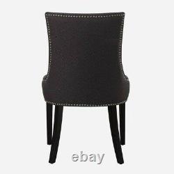 Six Andrew Martin Theodore upholstered dining chairs, black / grey