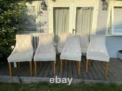 Six Upholstered Fabric Dining Chairs
