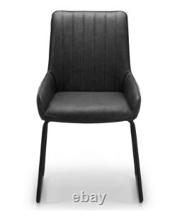 Soho Dining Chairs x2 Black PU Leather with Metal Frame Priced per Pair