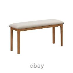 Solid Oak Dining Bench with Cream Upholstered Seat Seats 2 Adeline ADE011