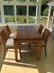 Solid Oak Dining Table With 4 Upholstered Oak Chairs