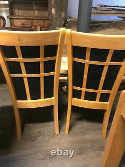 Solid Wood Beech Extending Dining Table And 4 Black Upholstered Matching Chairs