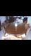 Solid Wood Yew Extending Dining Table And Six Upholstered Chairs Good Condition