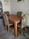 Solid Oak Dining Table And 4 Upholstered Chairs