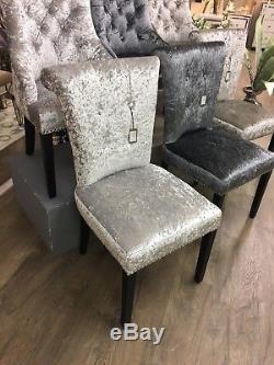 Sparkly Glitter Back Silver Crushed Velvet Upholstered Dining Bedroom Room Chair