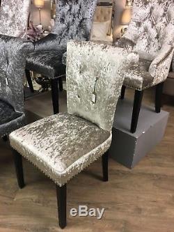 Sparkly Glitter Back Silver Crushed Velvet Upholstered Dining Bedroom Room Chair