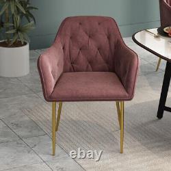 Square Upholstered Dining Chair Side Chairs Pink Seat with Armrest Backrest Soft