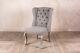 Stone Grey Linen Upholstered Dining Chairs French Style Button Back Limed Legs