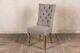 Stone Grey Upholstered Dining Chair In French Style With Button Back