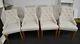 Stunning Set 8 Dining Chairs Knocker Back Button Tufted Linen Cream Beige French
