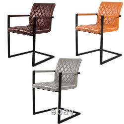 Stylish 1/2Pcs Dinning Chairs Bow Shape Cafe Bar Upholstered Faux Leather Chairs