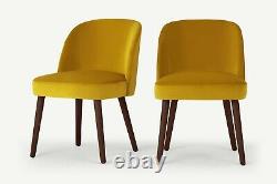 Swinton Dining Chairs, Saffron Yellow Velvet and Dark Stain (Set of 2)