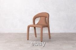 Tan Fully Upholstered Dining Chair Faux Leather Easy Clean