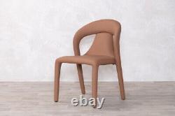 Tan Fully Upholstered Dining Chair Faux Leather Easy Clean
