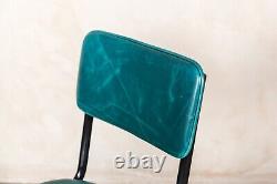 Teal Blue Leather Upholstered Dining Chairs Colourful Cafe Restaurant Kitchen