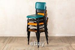 Teal Blue Leather Upholstered Dining Chairs Colourful Cafe Restaurant Kitchen