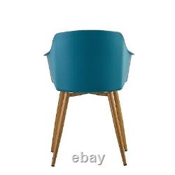 Teal Modern Upholstered Fabric Dining Chair with wooden legs Armchairs