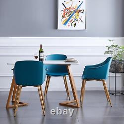 Teal Modern Upholstered Fabric Dining Chair with wooden legs Armchairs