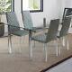 Tempered Glass Clear Desktop Dining Table And 4 Chairs Upholstered Kitchen Seat