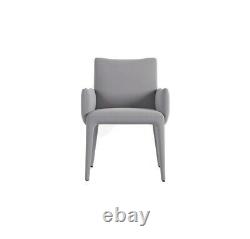 Timothy Oulton Modern Slim Upholstered Dining Arm Chair Dusky Grey Soft Velvet