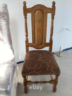 Traditional oak tapestry/antique style dining chairs x 6