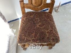 Traditional oak tapestry/antique style dining chairs x 6