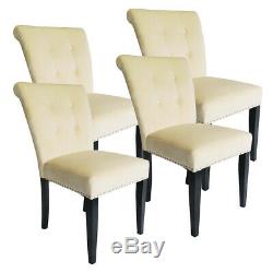 Tufted Velvet Dining Chairs with Knocker Upholstered Wooden Legs Kitchen Chairs