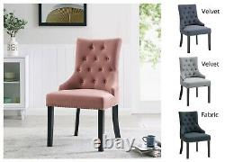 Tufted Velvet Fabric Studded Dining Chair Accent Occasional Upholstered Chair