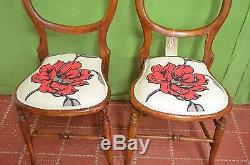 Two Antique Elm Balloon Back Chairs Freshly Upholstered