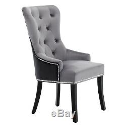 Upholstered 1/2/4x Velvet Dining Room Chair with Ring Knocker Back Kitchen Seat