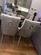 Upholstered 2pcs Dining Chair Crushed Velvet With Pull Ring Knocker Studs Chair
