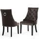 Upholstered 2/4x Knocker Dining Chairs High Back With Pull Ring Buttoned Tufted