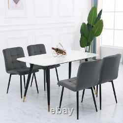 Upholstered 4PCS Velvet Grey Dining Chairs Kitchen Lounge High Back Seat Chair
