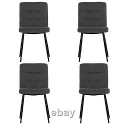 Upholstered 4PCS Velvet Grey Dining Chairs Kitchen Lounge High Back Seat Chair