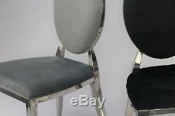 Upholstered Black Velvet Fabric Dining Chair Accent Chair Chrome Legs UK