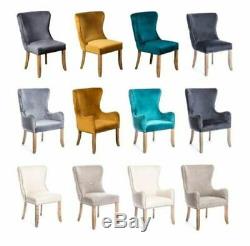 Upholstered Carver Chair, Button Back French Style Dining Chair, Velvet & Linen