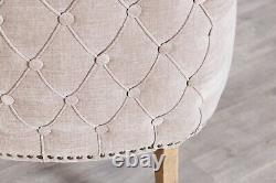 Upholstered Carver Chair Linen Dining Chair Button Back Chair Wheat
