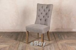 Upholstered Dining Chair In Stone French Style Button Back Chair The Brittany