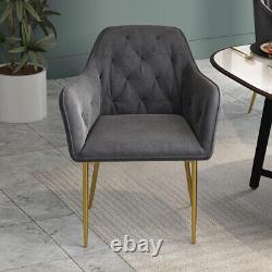 Upholstered Dining Chair Meeting Reception Seat Armchair with Gold Metal Legs UK