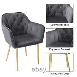 Upholstered Dining Chair Meeting Reception Seat Armchair with Gold Metal Legs UK